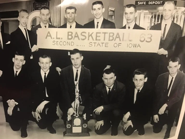 Members of the 1963 Abraham Lincoln Boys Basketball Team honored during game