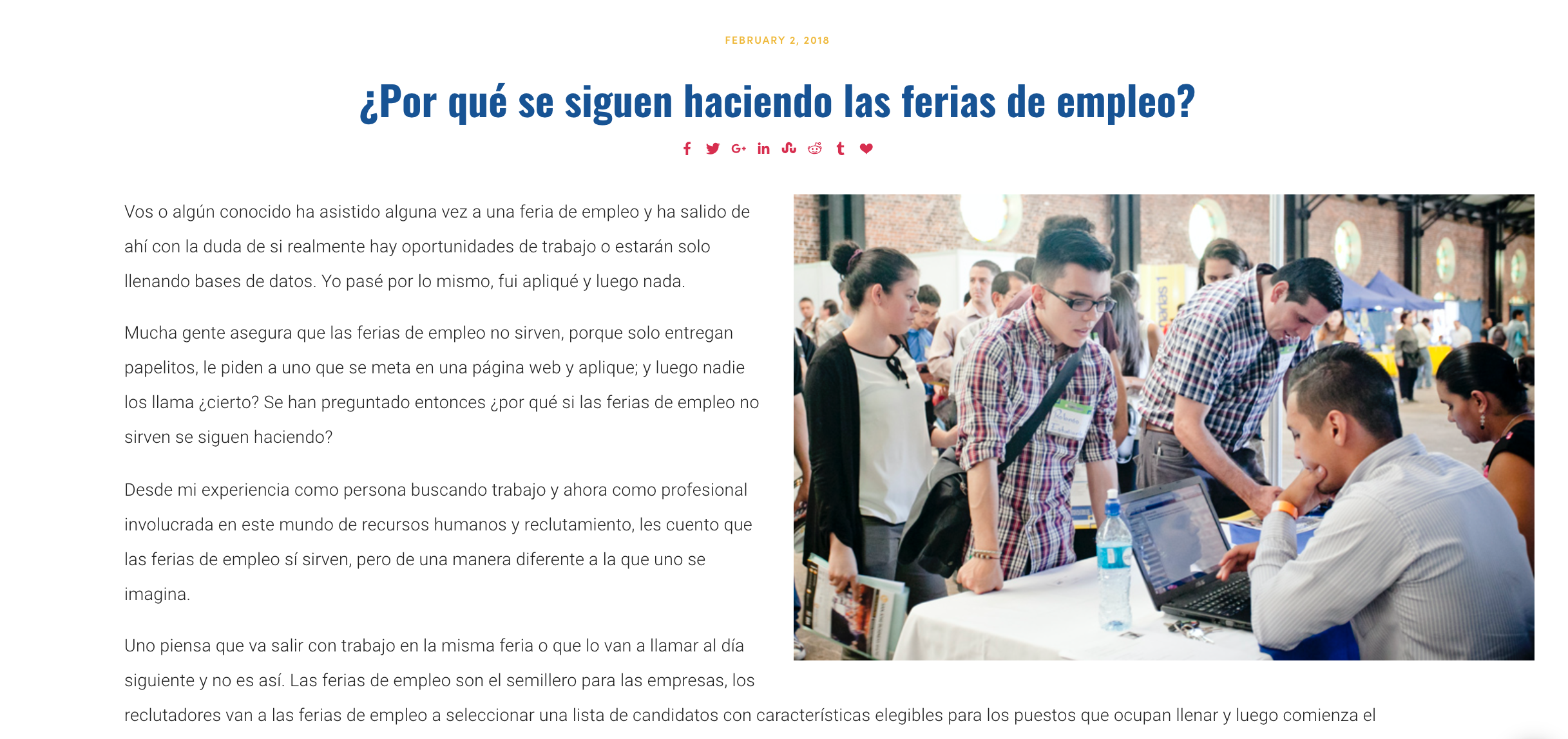 Una de las primeras notas que escribí utilizando storytelling