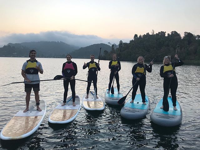 What a crew! .
.
.
.
#nz #rotoruanz #sup #paddle #lake #sunset