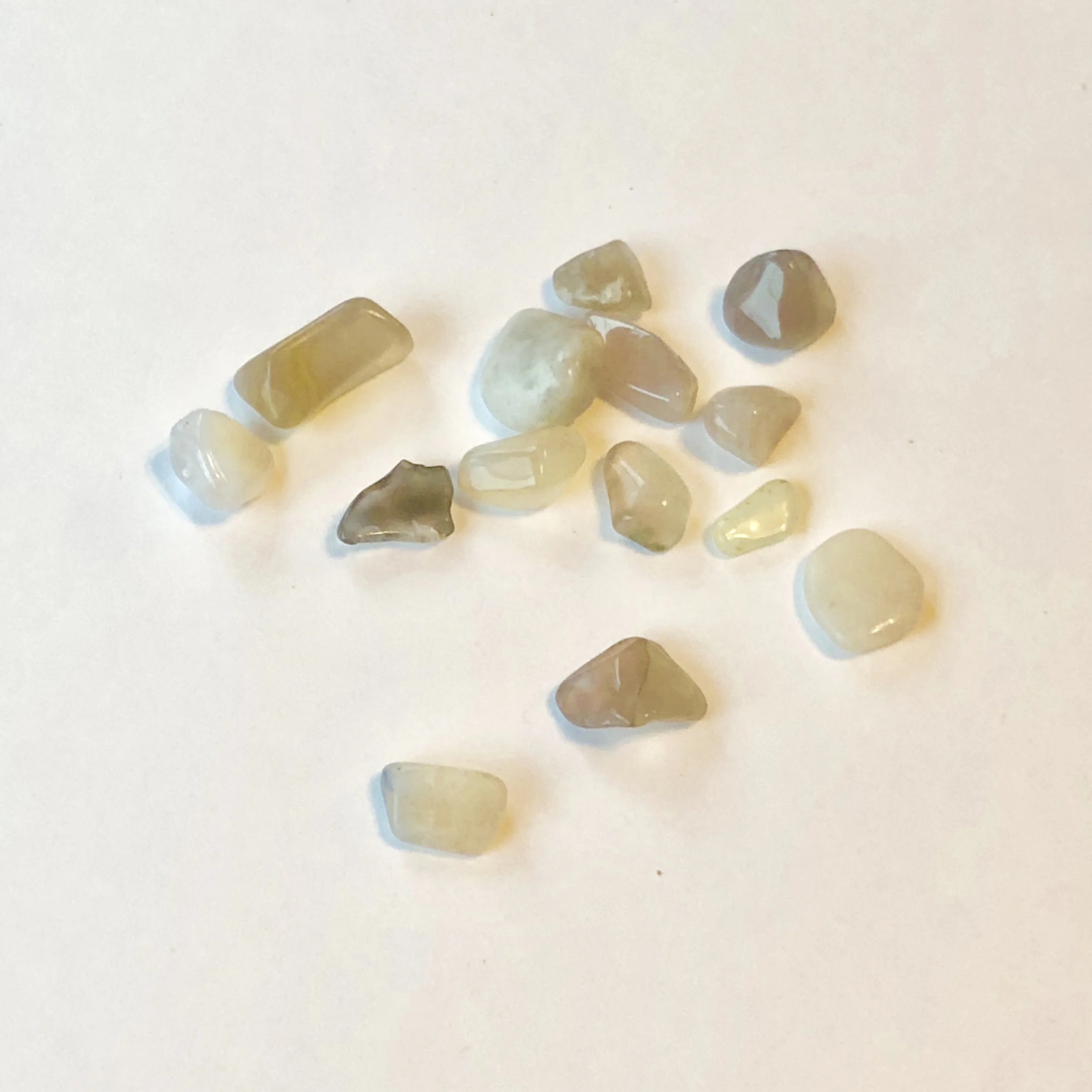 Moonstone: Ushers in new beginnings, facilitates dreaming. A stone of hope and intuition.