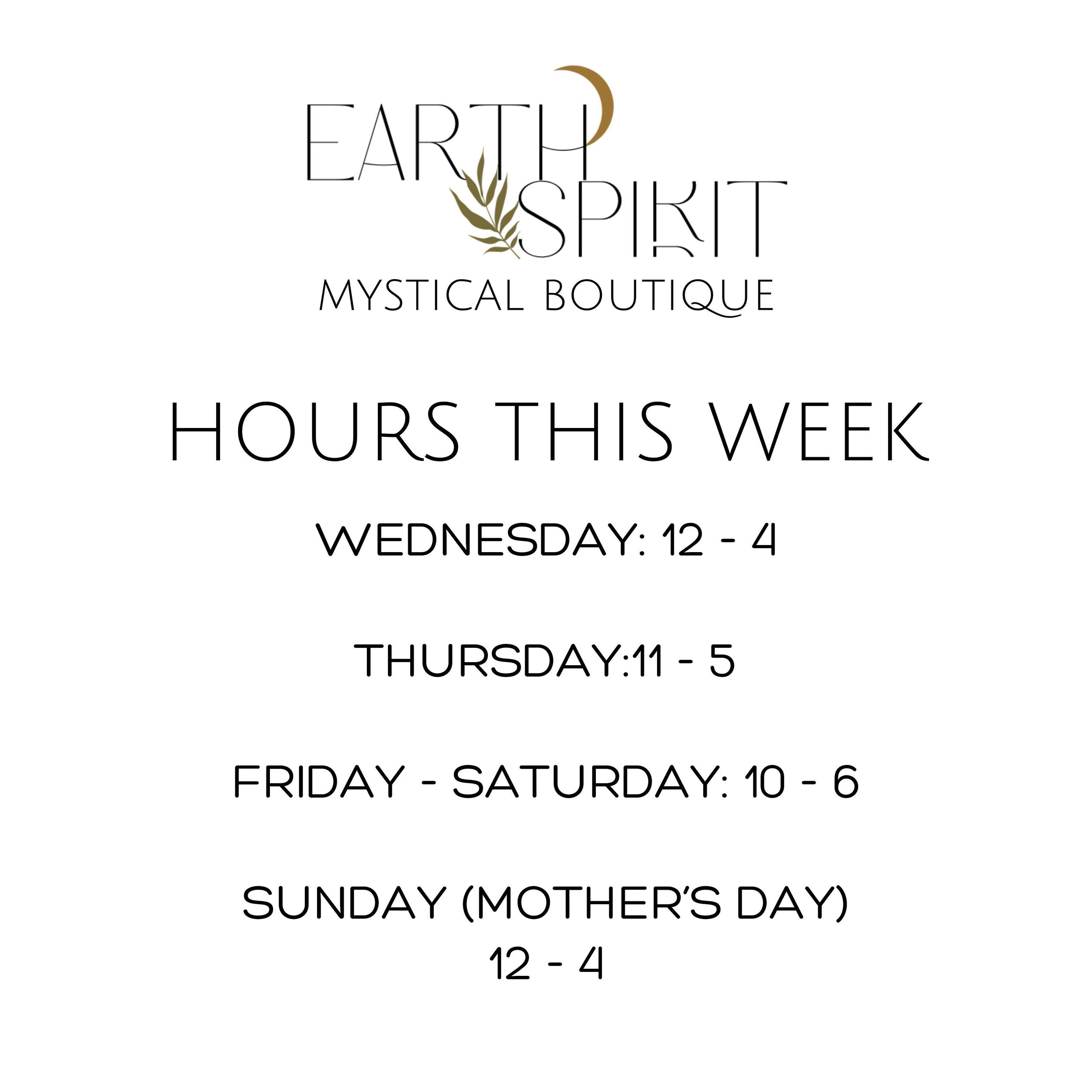 We have some amended hours this week so make sure you check media you head our way. 

Wednesday (today): Noon - 4
Thursday: 11 - 5
Friday: 10 - 6 (maybe 7 if we still have peony bouquets)
Saturday: 10 - 6
Sunday (Mother&rsquo;s Day): Noon - 4

#earth