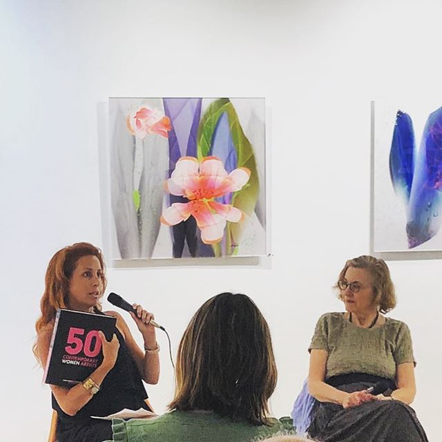 Co-editor @heatherzises introducing the 50 CWA book to new audiences at Ceres Gallery this past weekend during an artist talk with digital painter Chalda Maloff. 👩🏼&zwj;🎤 🎤 🎨 📕
Big thanks to @womenofculturenyc and @drfrankwine for co sponsoring