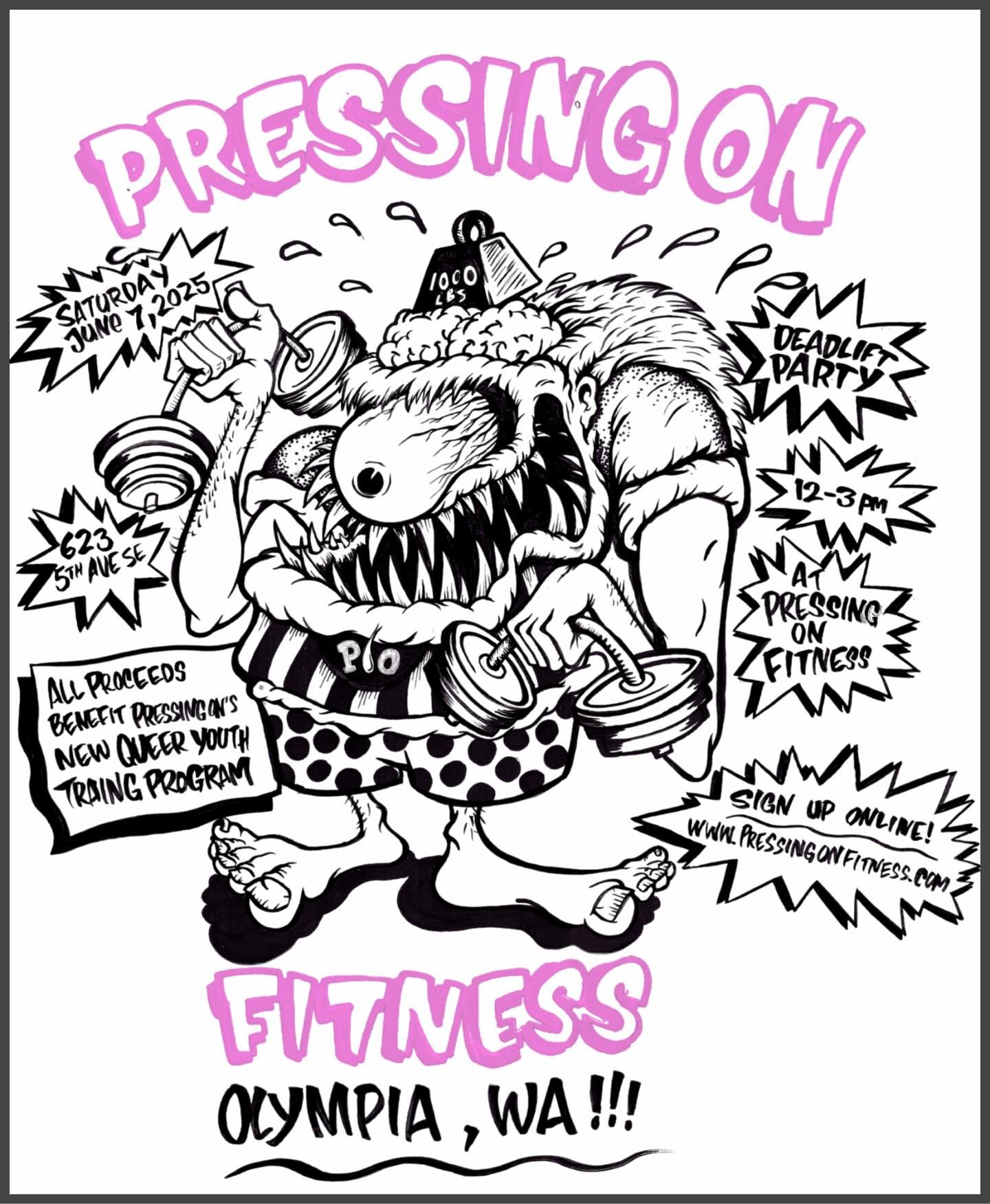 Pressing On Fitness is thrilled to announce our 4th Annual Deadlift Party, and this year it&rsquo;s extra special! We&rsquo;re throwing down to benefit the launch of our Queer Youth Lifting Program! 🎉 

Join us on Saturday, June 7th, from 12 PM to 3