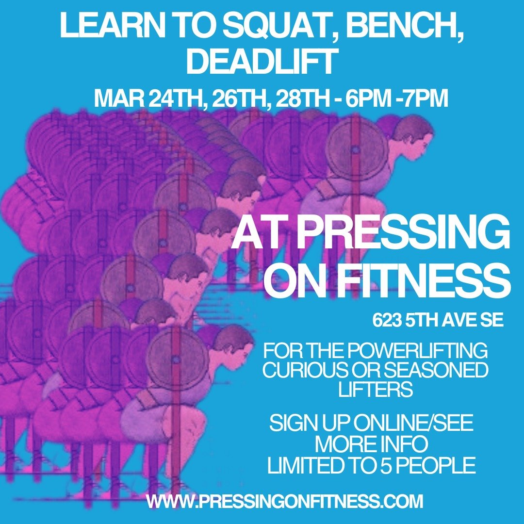 Let's try this again with some different dates ~~ Our learn to Squat, Bench, Deadlift series by @maria_muscles_ returns March 24th, 26th, and 28th. This is an awesome opportunity - whether you are new to powerlifting or want to refine your skills and