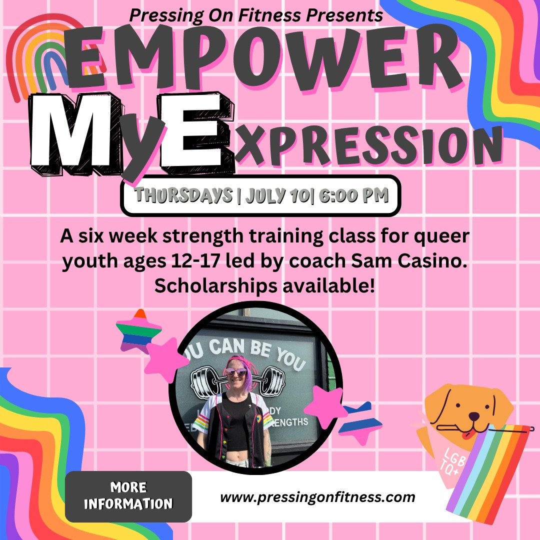 We are SO excited to be launching our first Queer Youth strength training program - EmpowerME.

EmpowerME is a 6-week program designed to support queer and trans youth in building confidence, self-expression, and pride in their identity. Meeting once