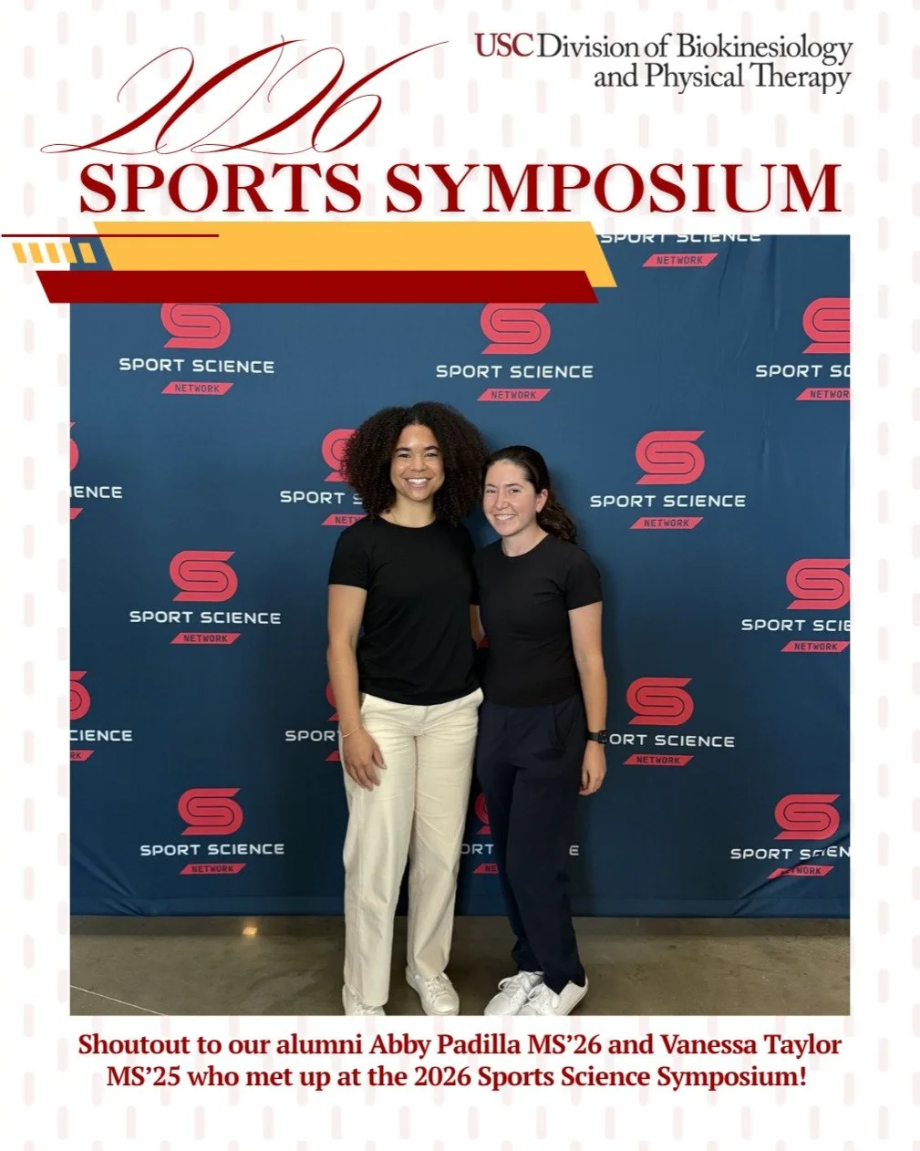 Nothing beats seeing our alumni community come together! Abby Padilla MS&rsquo;26 and Vanessa Taylor MS&rsquo;25 connected at the 2026 Sports Science Symposium @sportscinetwork 

Our alumni had an incredible opportunity to attend the 2026 Sport Scien