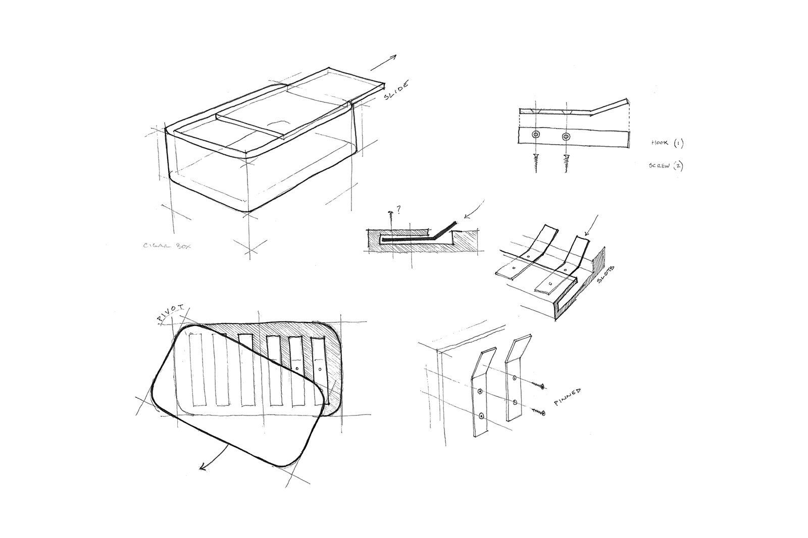  Early sketches of various concepts. 