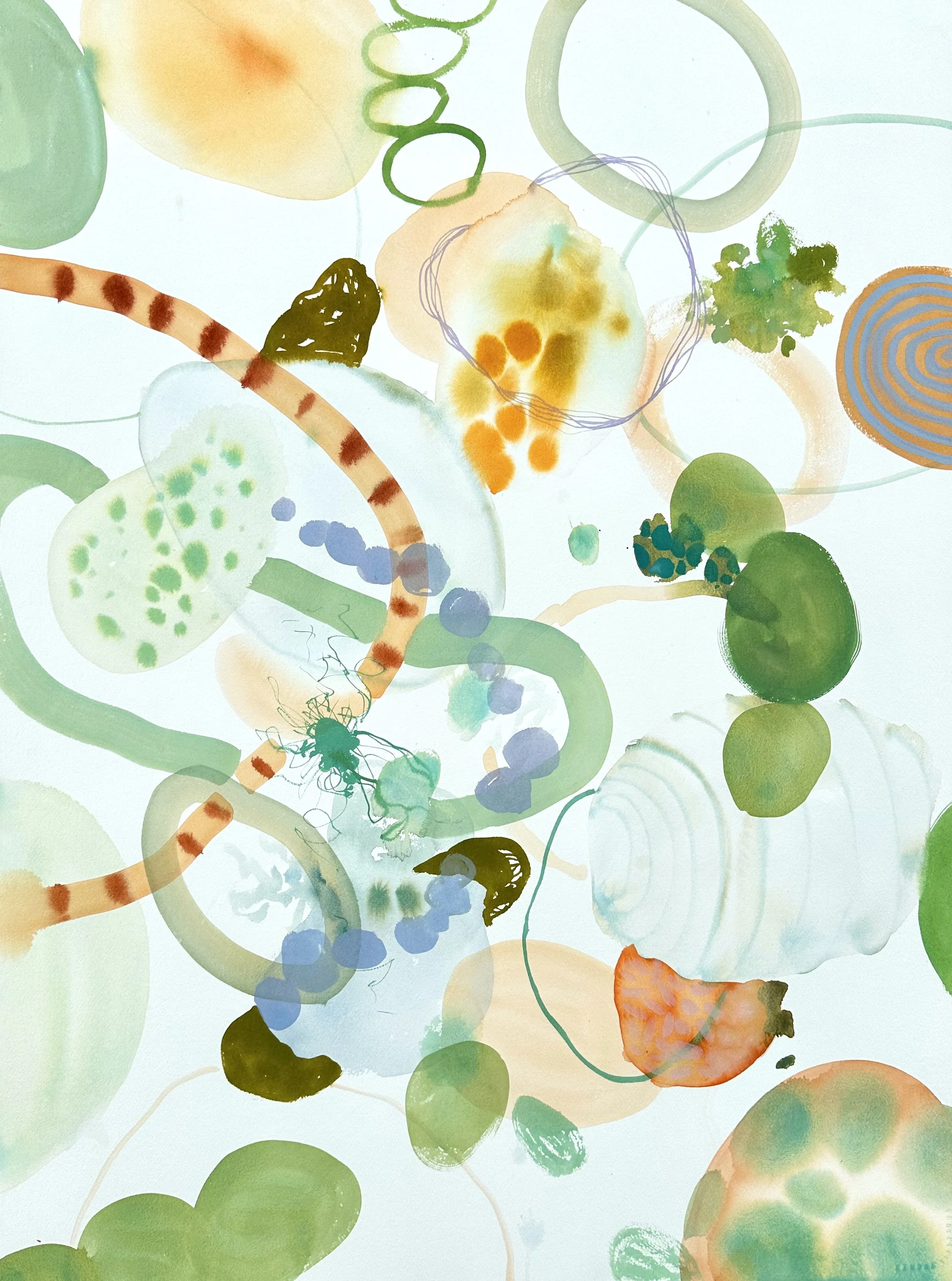 Erin McIntosh, Microbe Terra Verde and Peach, 30x22, 1300.jpg