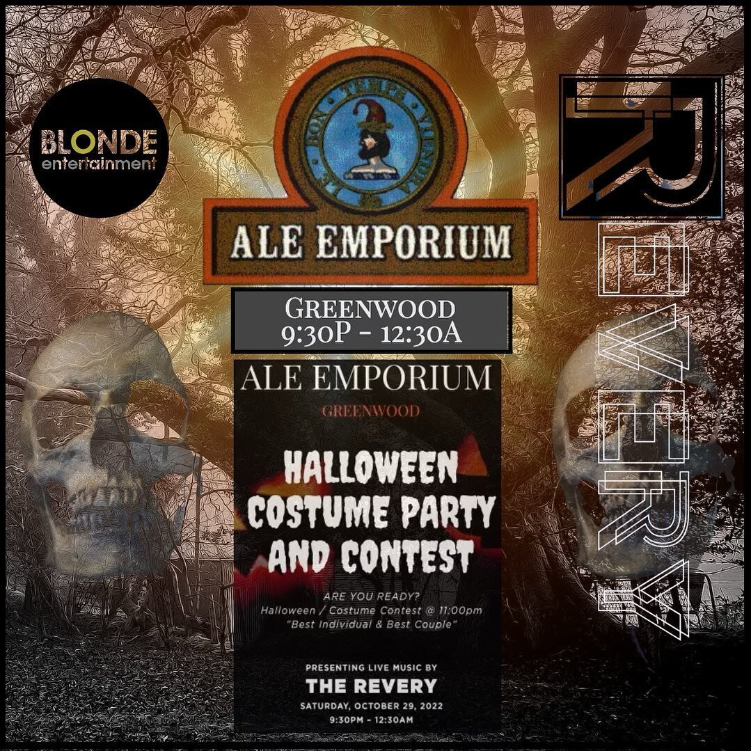 Come out this Saturday night to Ale Emporium Greenwood!! 930-1230. Wear your costume!!!