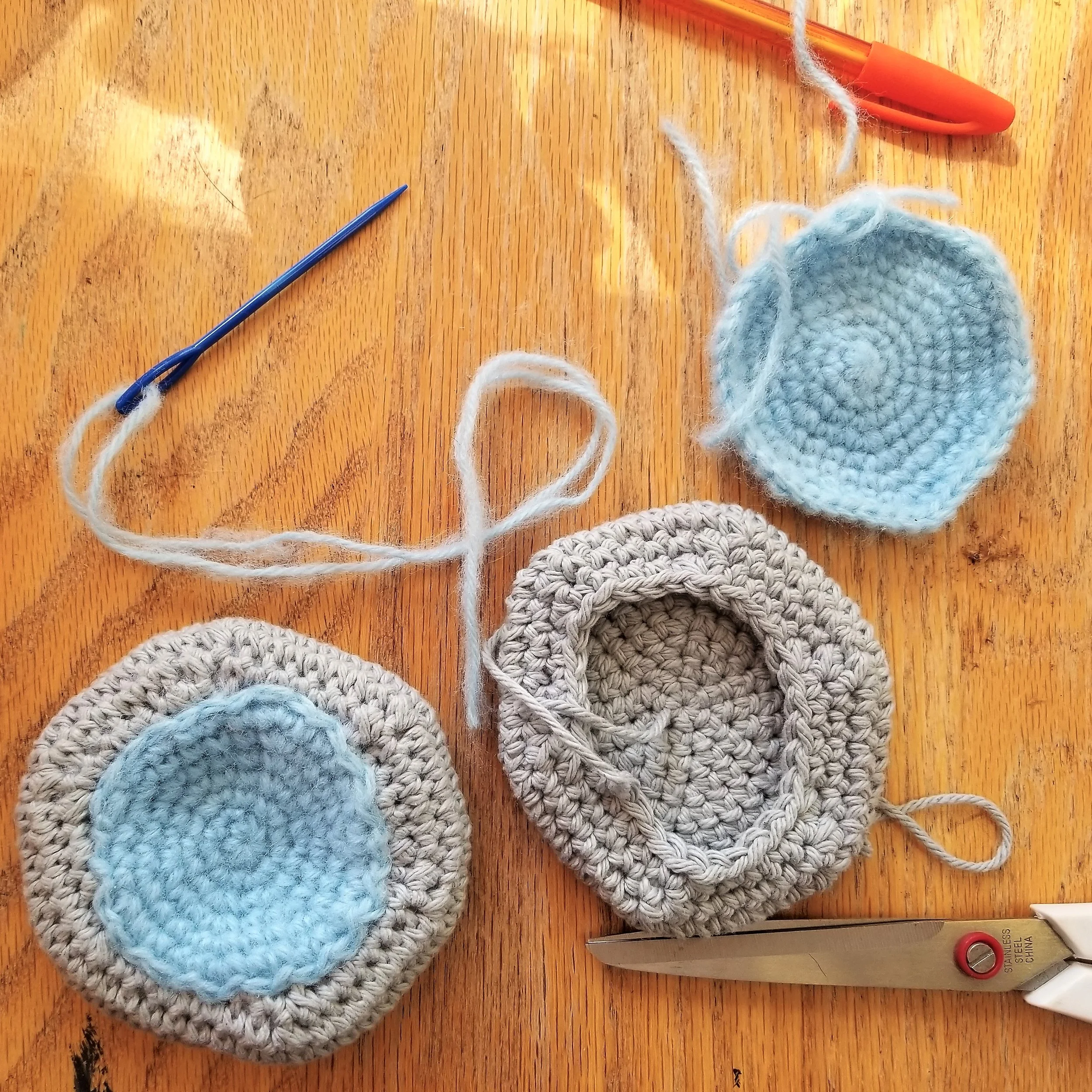 Stitch the inner ear to cover the seam made in the previous step.