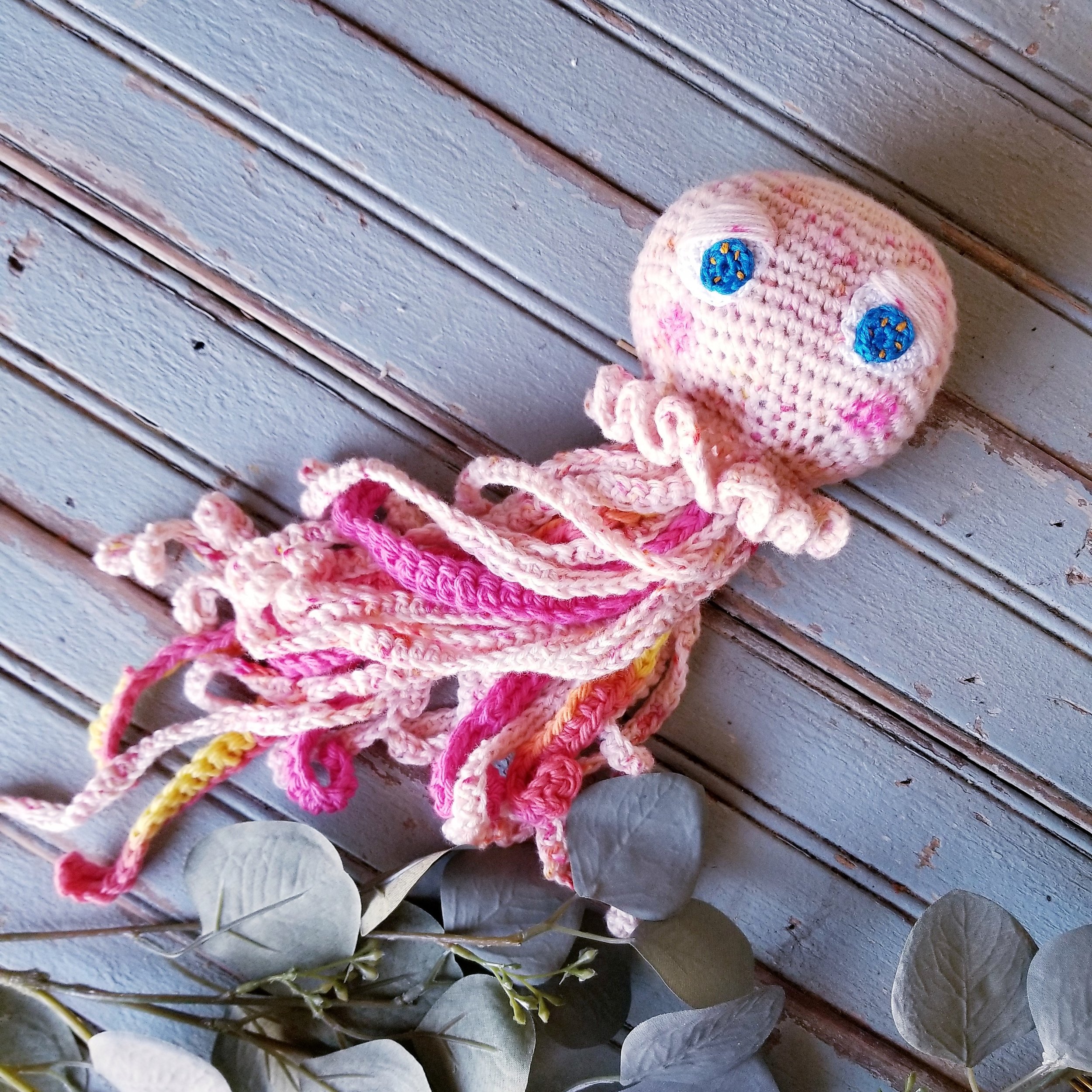 jellyfish crocheted stuffed toy for newborn organic newborn preemie baby gift preemie baby jellyfish toy crochet toy for preemie