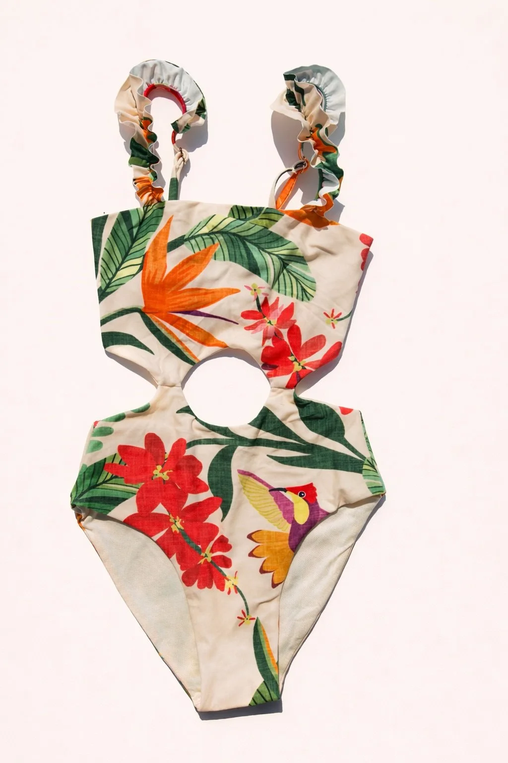 Tan Tan Sustainable Tropical Hummingbird One-Piece Swimsuit (RPET)