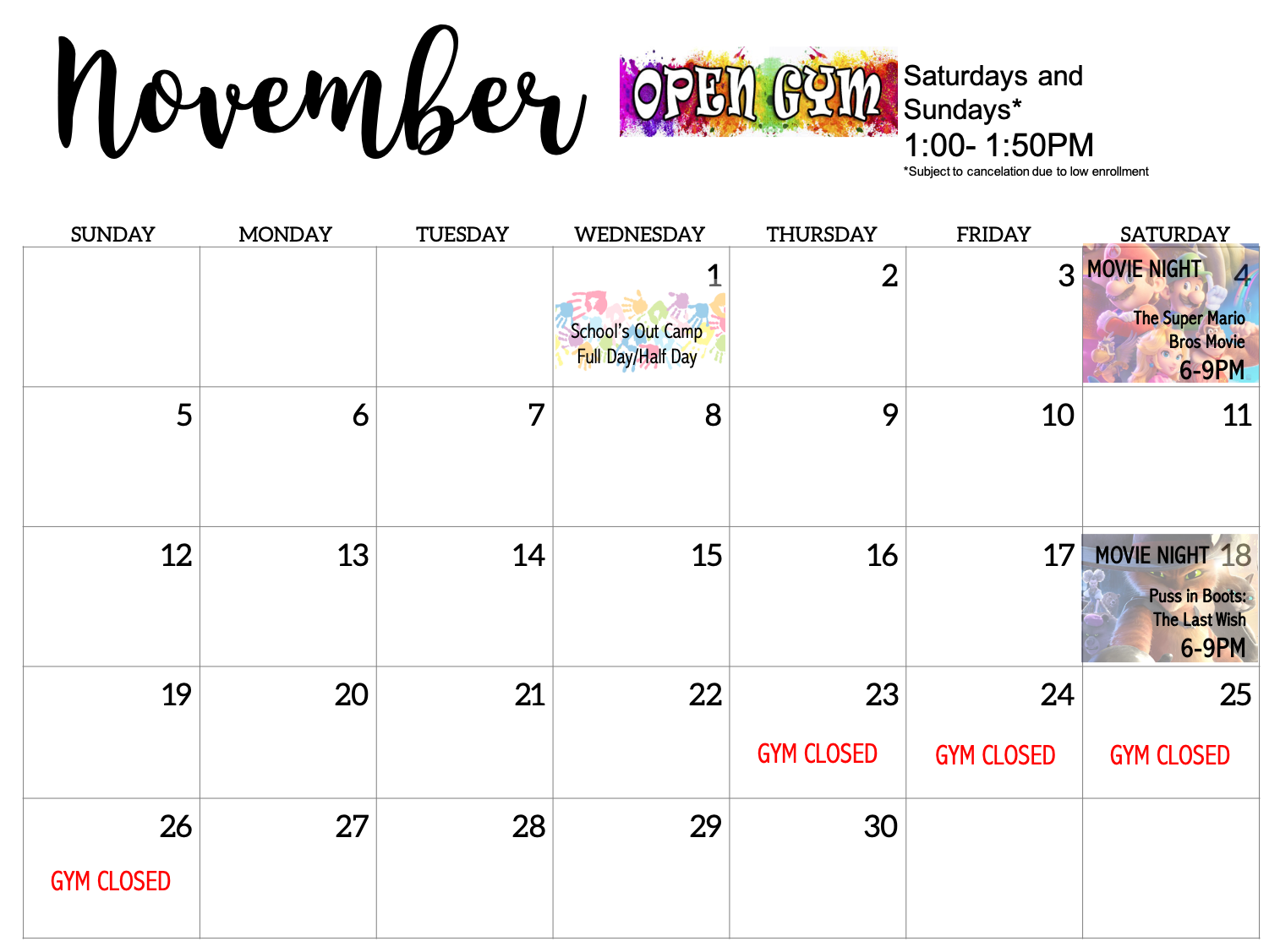 Calendar — Dynamite2 Gymnastics