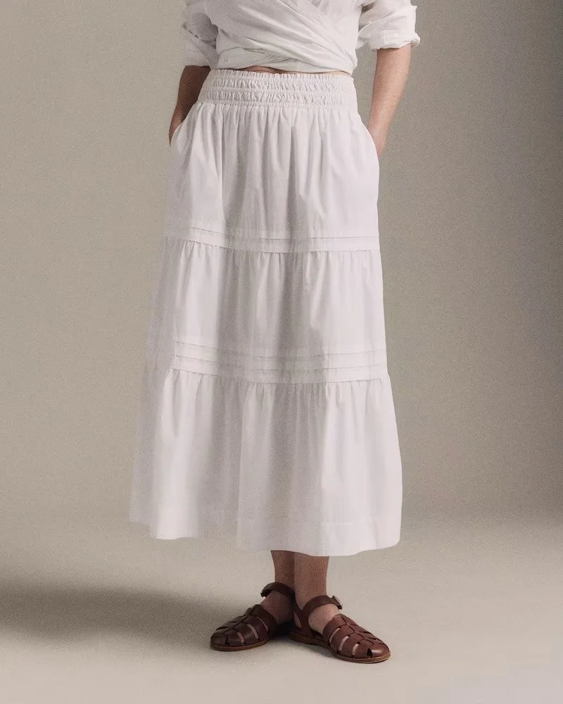 Quince Tiered Poplin Skirt [shop]