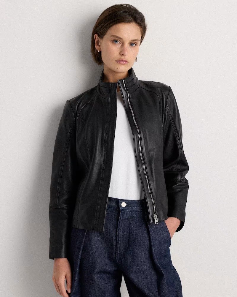 Quince Stand-Collar Leather Jacket [shop]