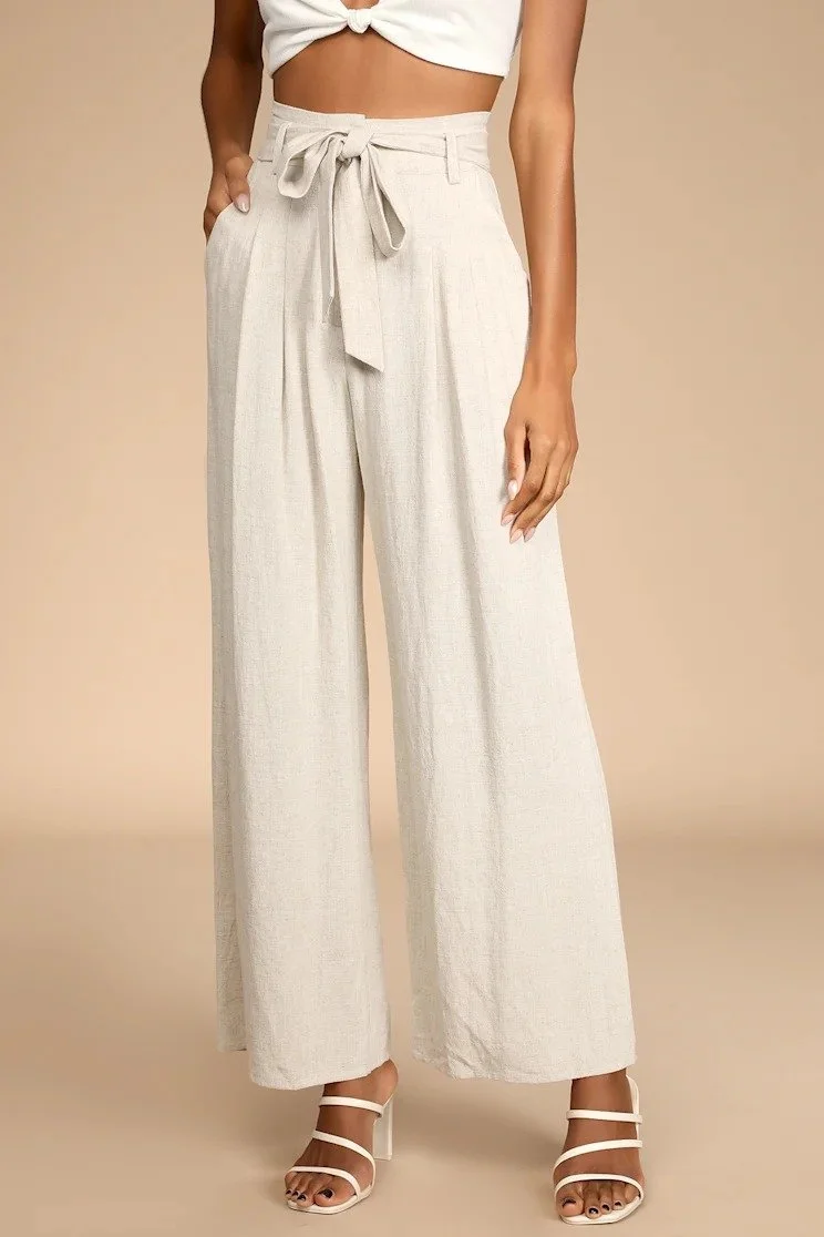 Lulus Belted High-Waist Linen Pants [shop]