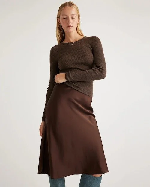 Quince Washable Silk Midi Skirt [shop]