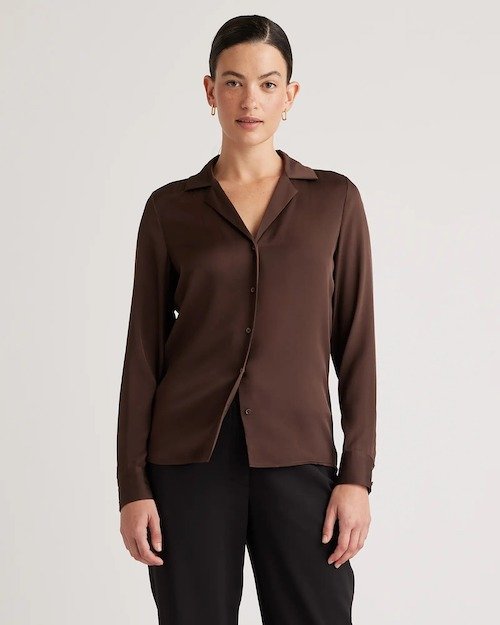Quince Silk Notch Collar Blouse [shop]