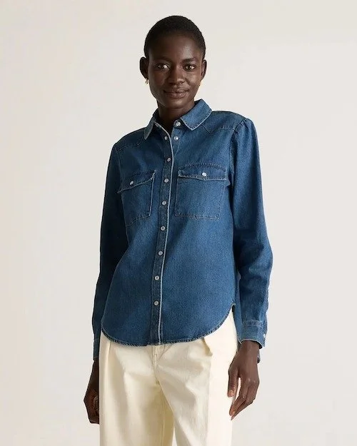 Quince Distressed Denim Shirt [shop]