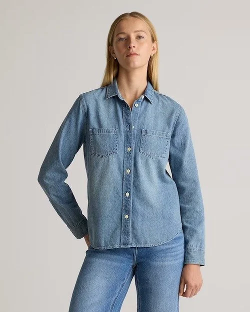 Quince Distressed Denim Shirt [shop]