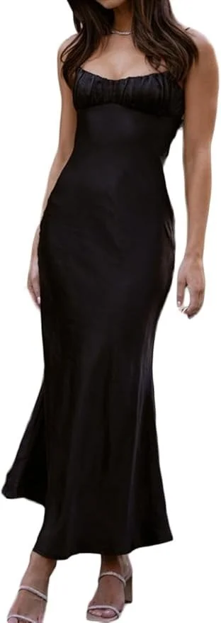 Amazon Satin Maxi Spaghetti Strap Dress [shop]