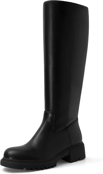 Amazon Knee-High Lug-Sole Leather Boots [shop]