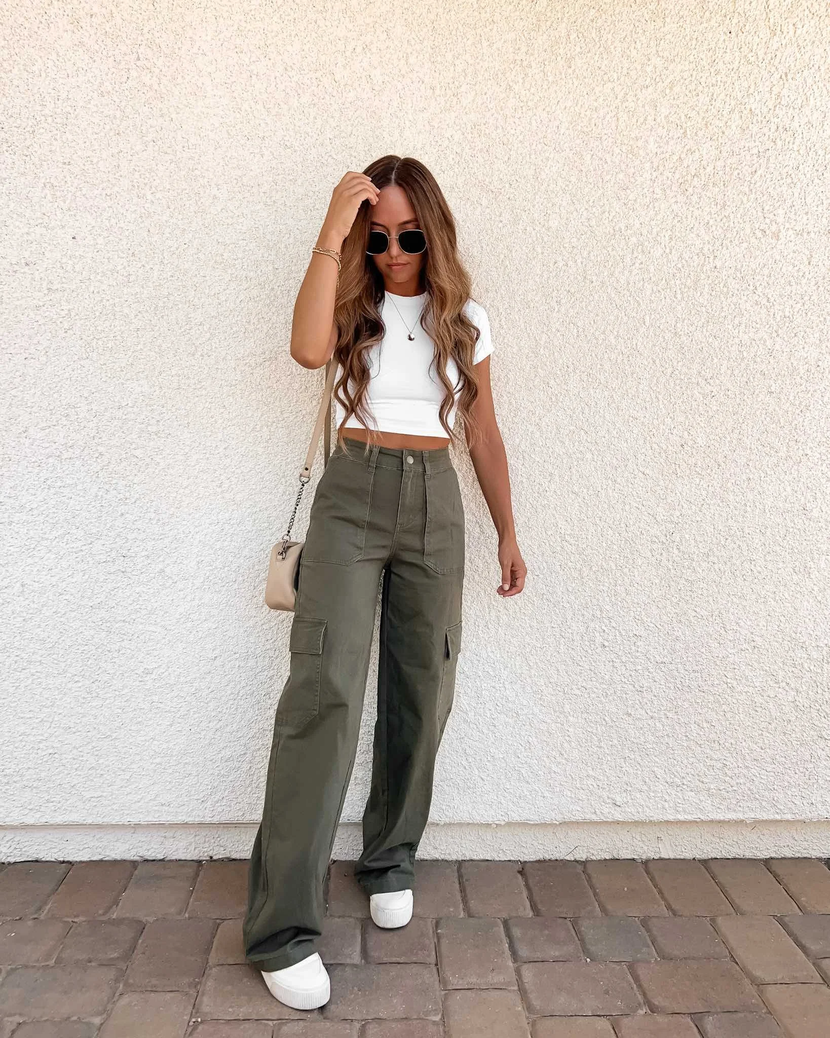 Cargo pants sneakers sporty outfit