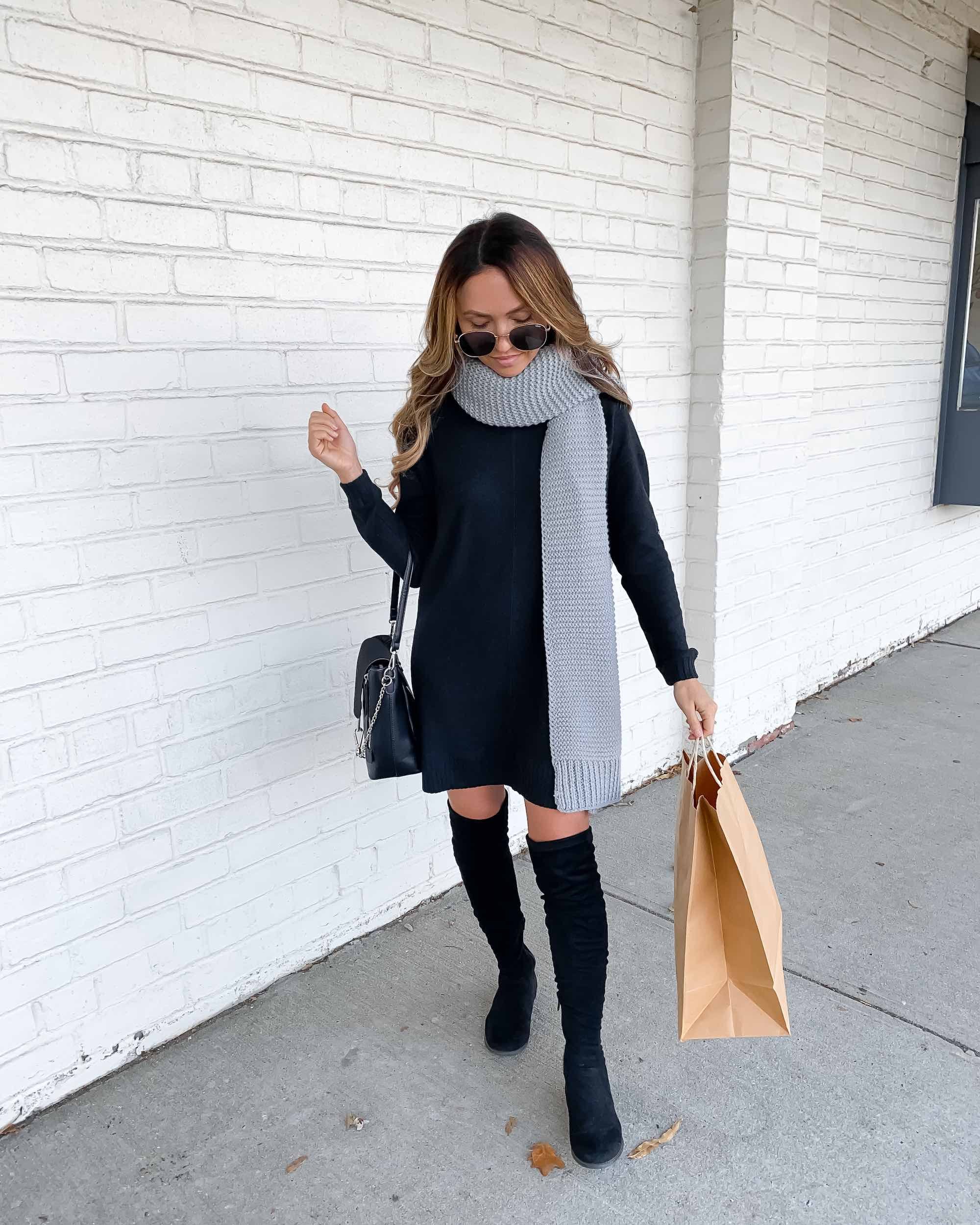Cozy Fall Sweater Dress and Ankle Boots