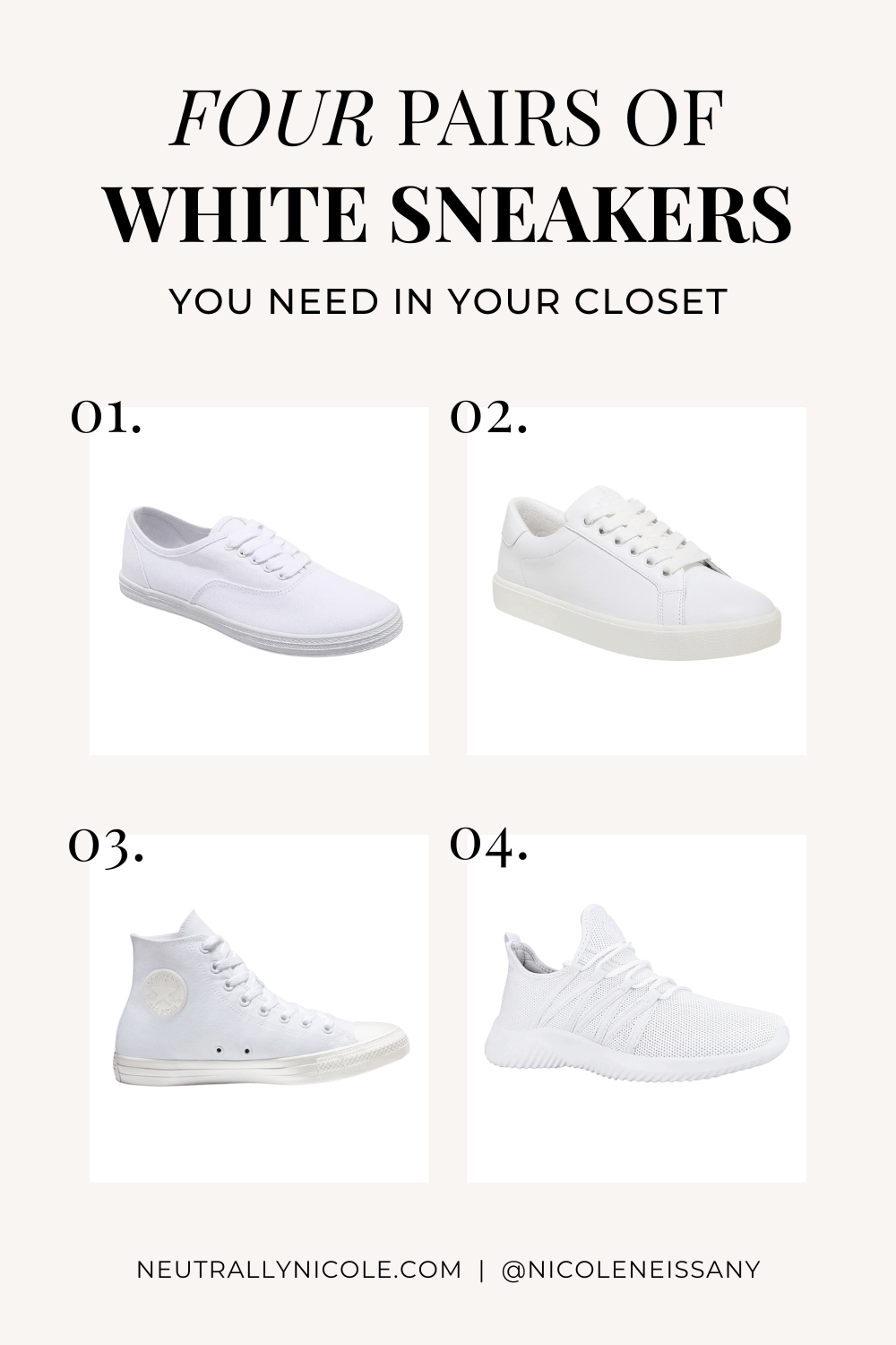 Arkæologiske nederdel mørke Four Pairs Of White Sneakers You Need In Your Closet — Neutrally Nicole
