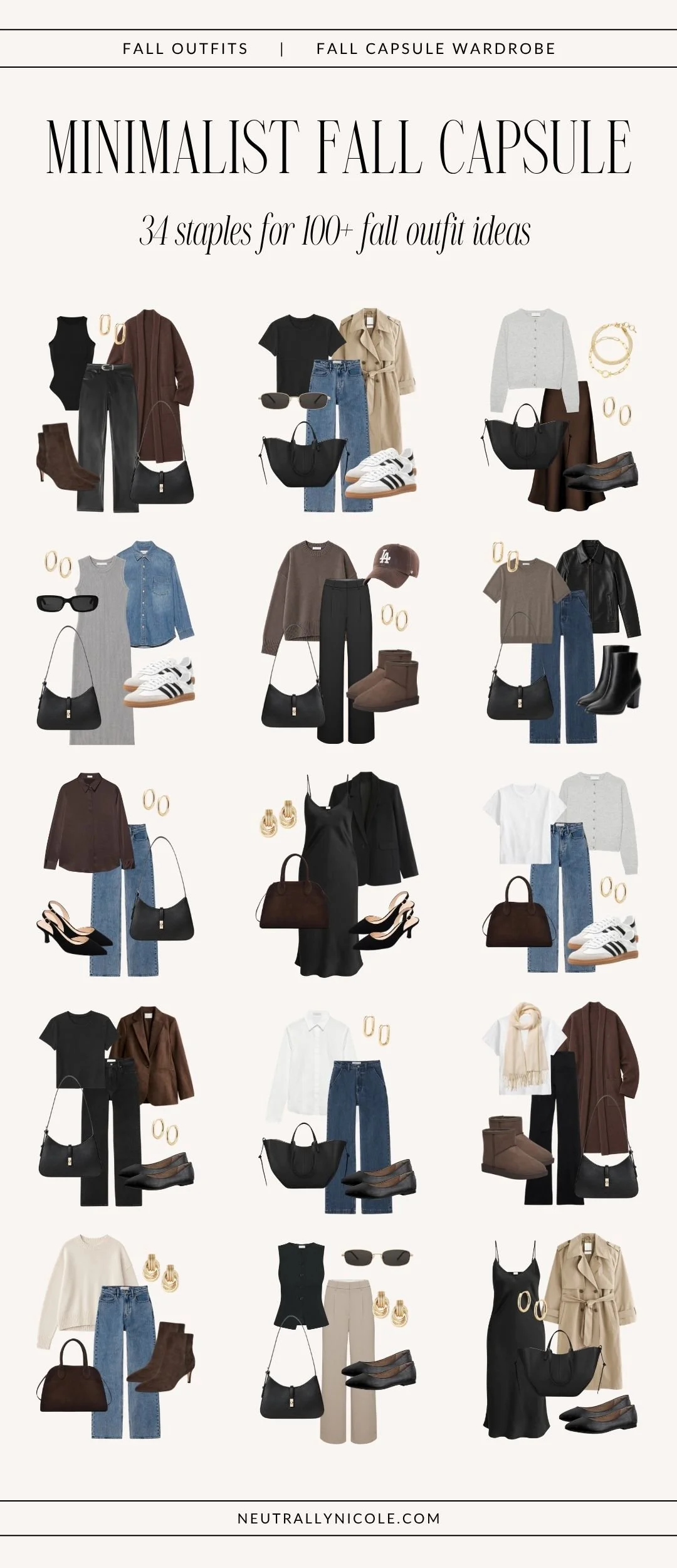 Minimalist Fall Capsule Wardrobe: 34 Staples for 100+ Fall Outfit Ideas
