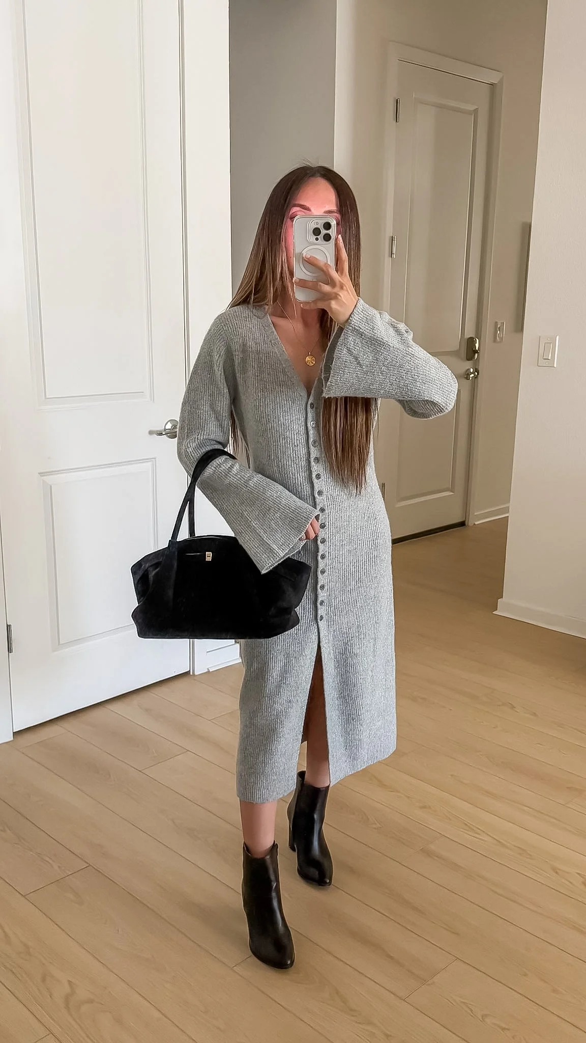 Neutral Capsule Wardrobe Outfit - Cardigan Dress