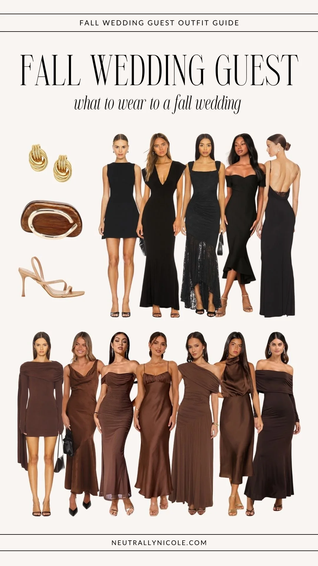 What to wear to a Fall wedding: Dresses and accessories for a chic wedding guest outfit