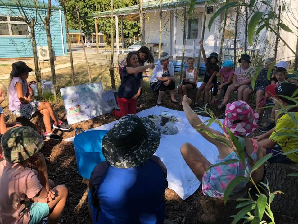 teaching how to make hot and happy compost to Totara 1 in the outdoor classroom