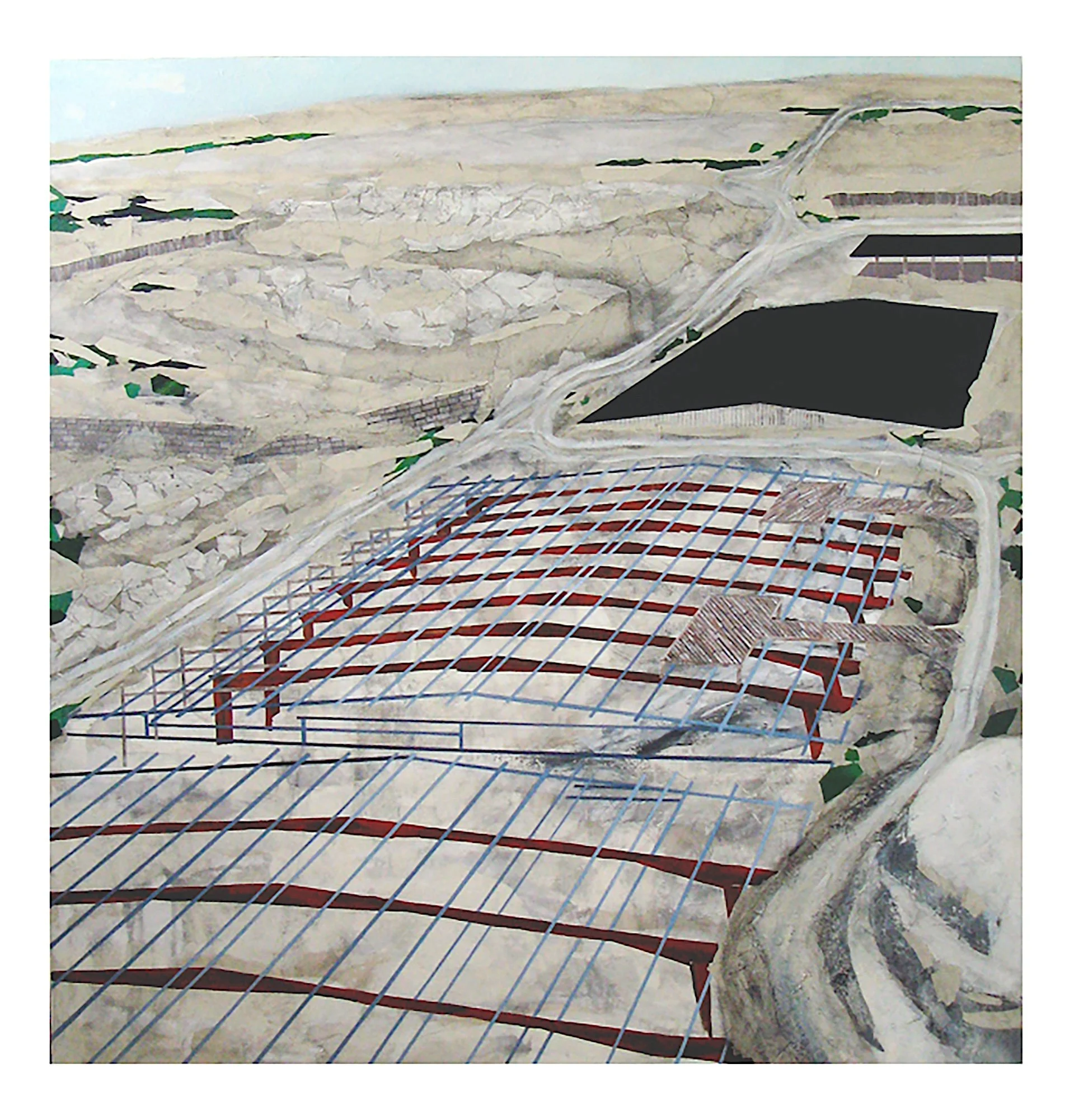   From (Site Photo 3-B) Khan Bani Saad Correctional Facility    Mixed Media on Canvas over Panel    72”x70”    2009  