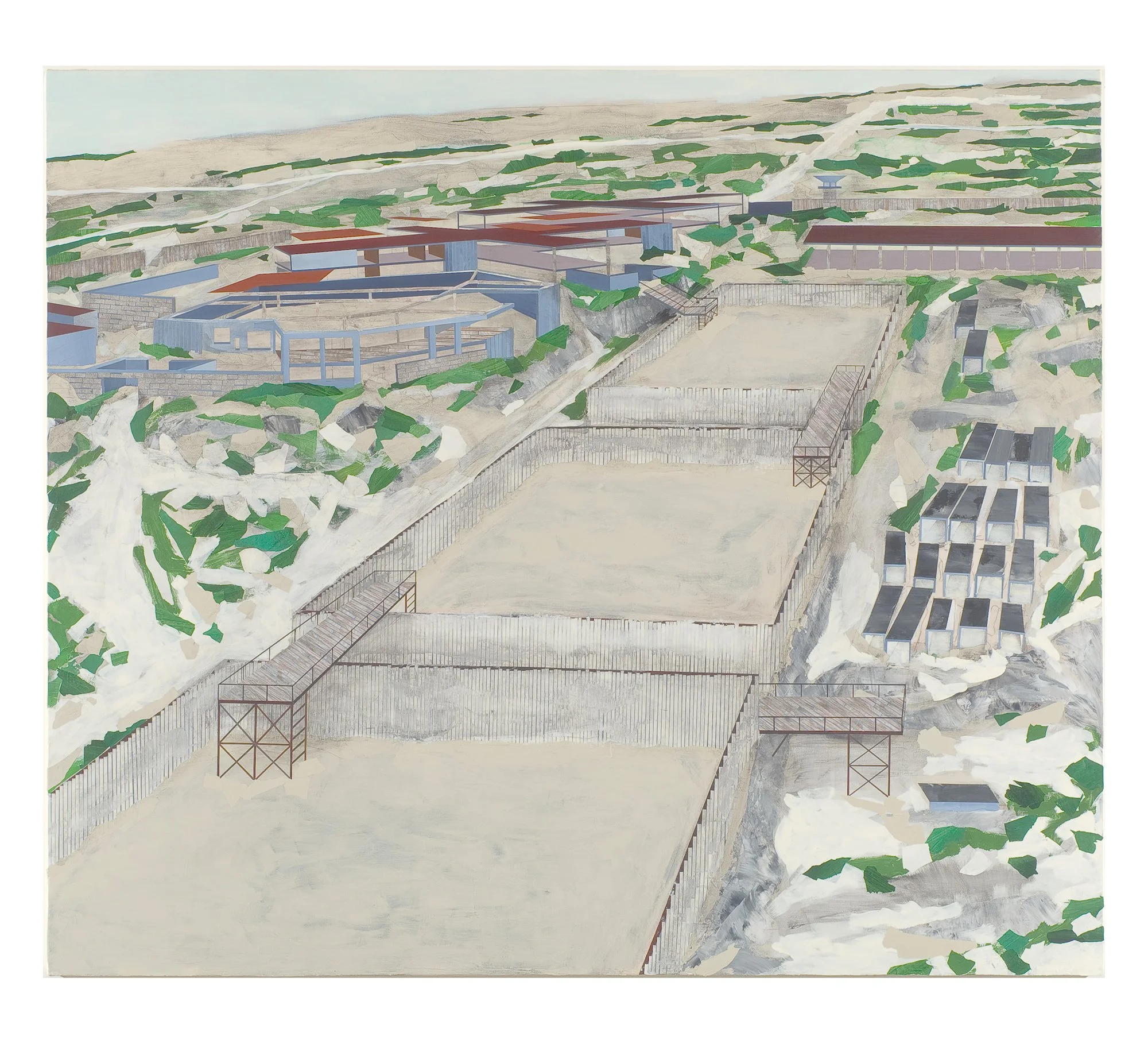   From (Site Photo 3-A) Khan Bani Saad Correctional Facility    Mixed Media on Canvas over Panel    72”x 84”    2009  