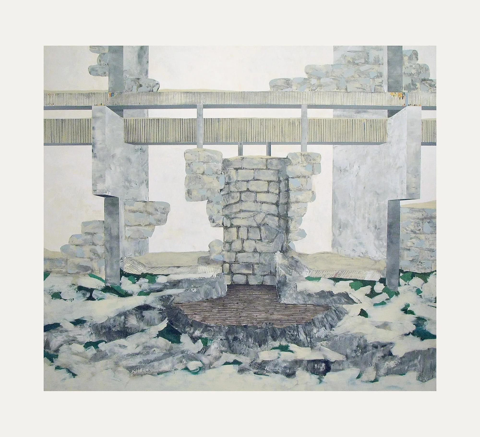   From (Site Photo 19) Khan Bani Saad Correctional Facility    Mixed Media on Canvas    72”x 80”    2009  