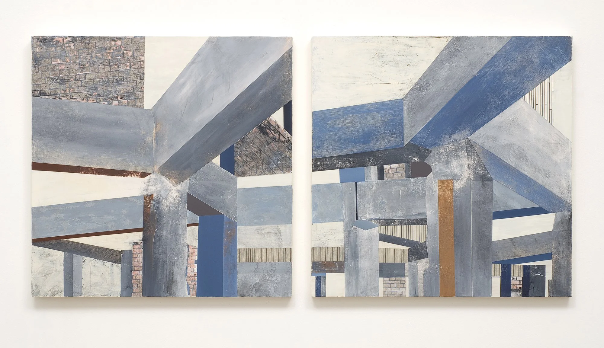  From (Site Photo 16 and 17) Khan Bani Saad Correctional Facility    Mixed Media on Canvas over panel    36”x 36” Each     2009    