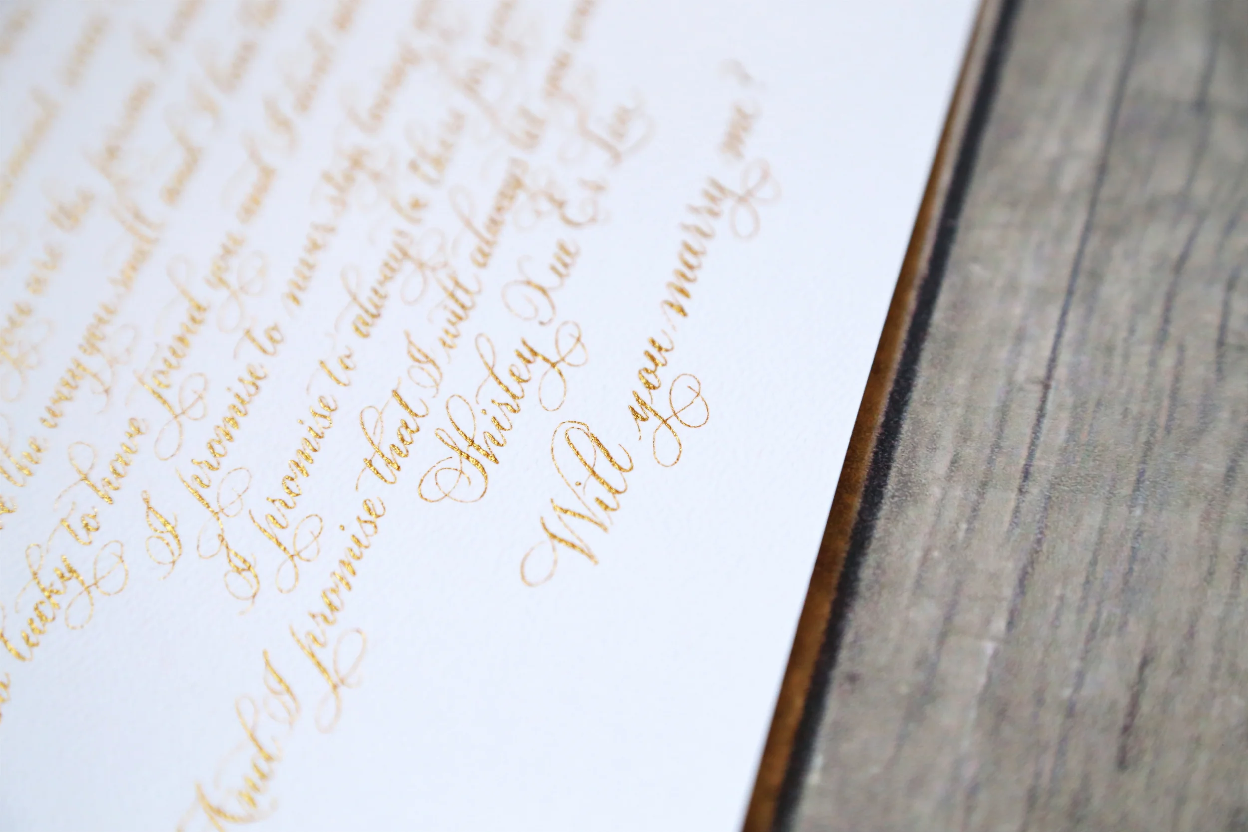 A wedding proposal in writing.