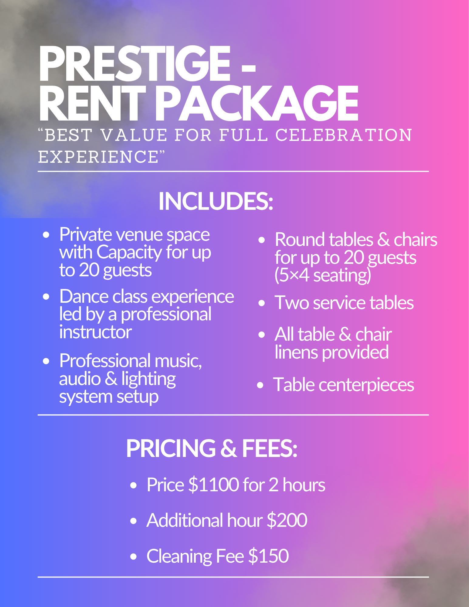 Event Venue Packages & Pricing in Summit NJ | Private Party Rental ...