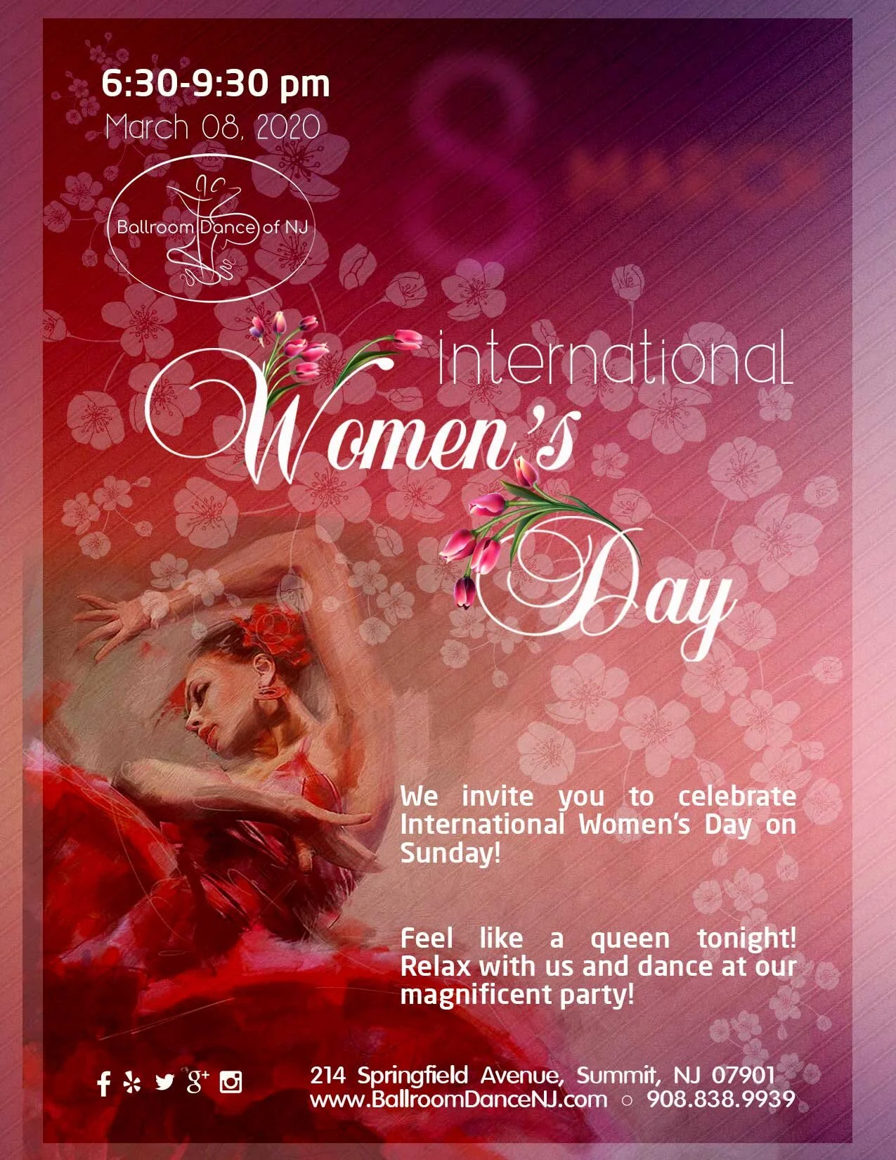 Monthly Dance Social in March -&nbsp;International Women’s Day