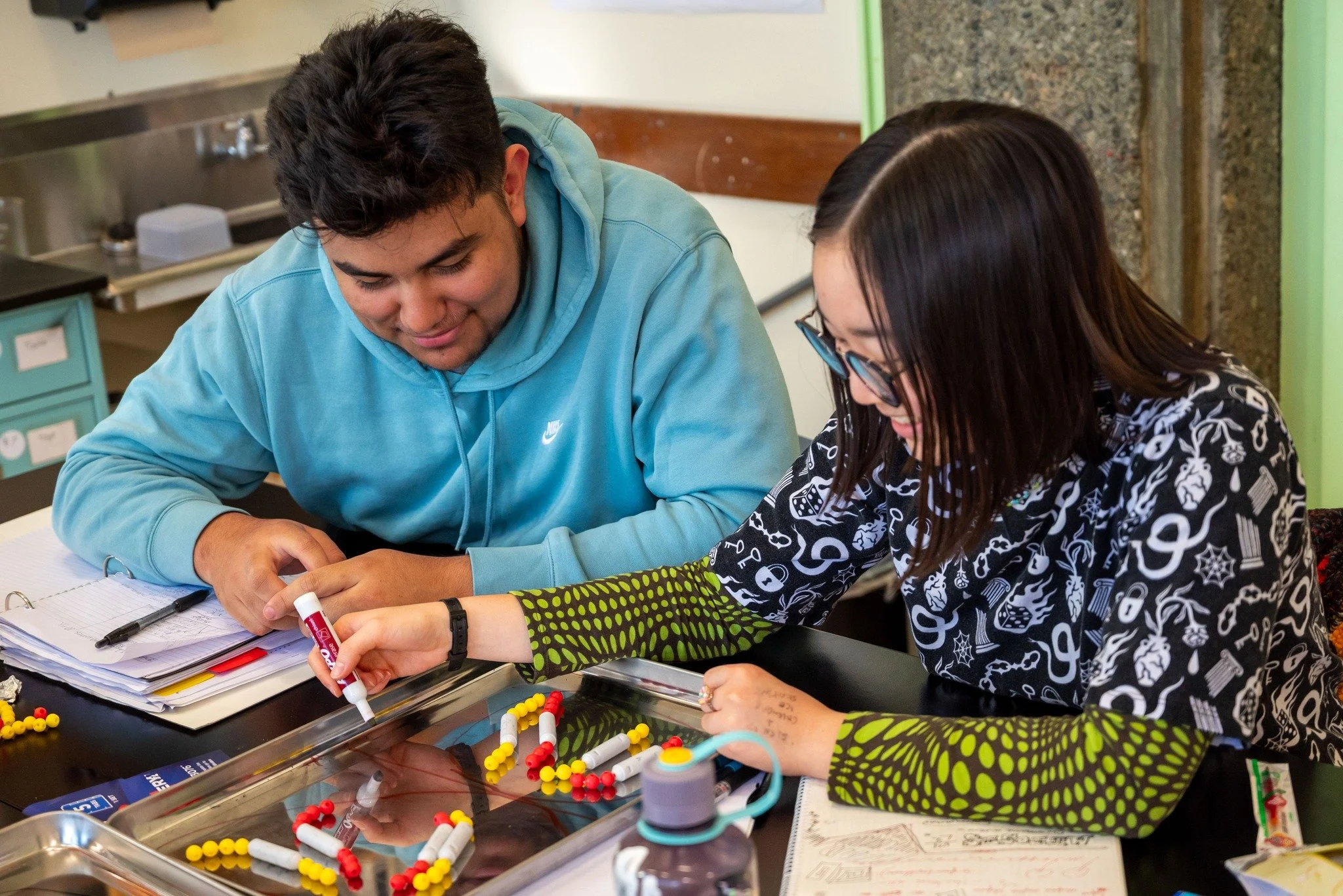 Students are hard at work in the lab this semester in our natural science classes. Some of the topics they've explored include cell structures, mitosis, working with microscopes, and even extracting DNA from strawberries!
