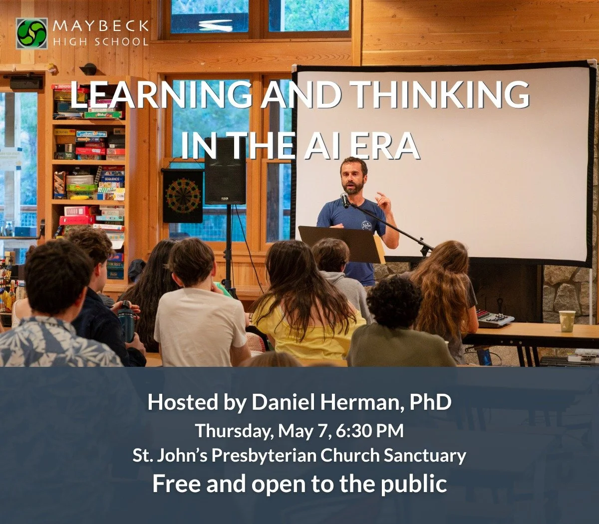 What is the future of learning and thinking in the era of artificial intelligence?

Join us on Thursday, May 7, as author and teacher Daniel Herman explores the impact of generative AI on the classroom and intellectual life more broadly.

Daniel is a