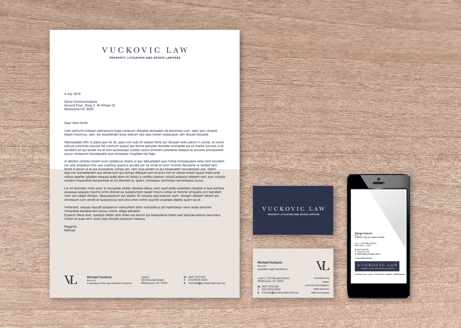 Letterhead, Business Cards and Email Signature.