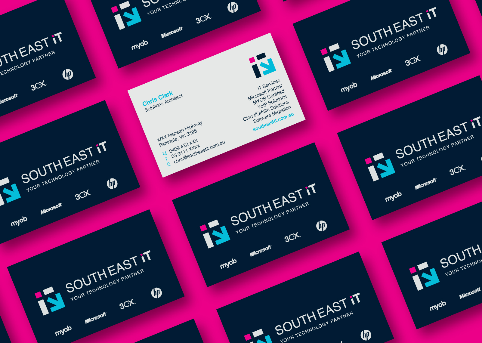 Business card designs by Gloss for South East IT.