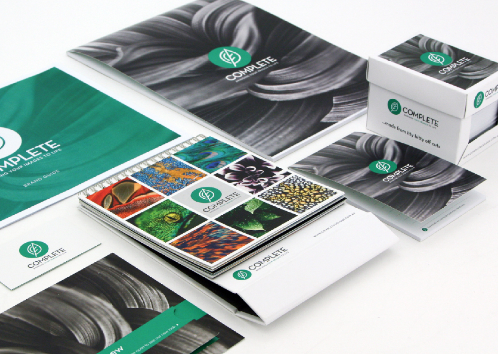 To showcase the variety of printing techniques Complete have on offer and to inspire future projects, Gloss Design developed a Promotional Calendar that used a variety of stocks and finishes. This was then gifted to existing and potential customers.
