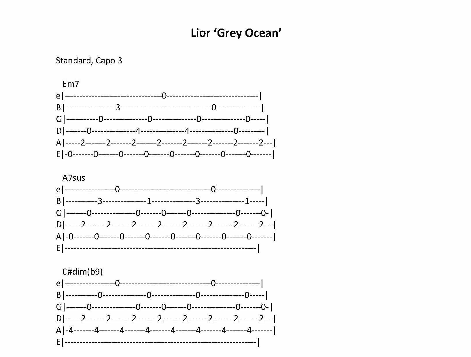 Lior Grey Ocean Guitar Tab