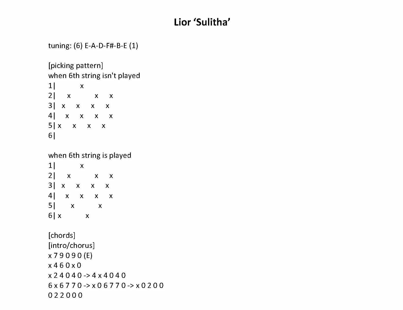 Lior Sulitha Guitar Tab