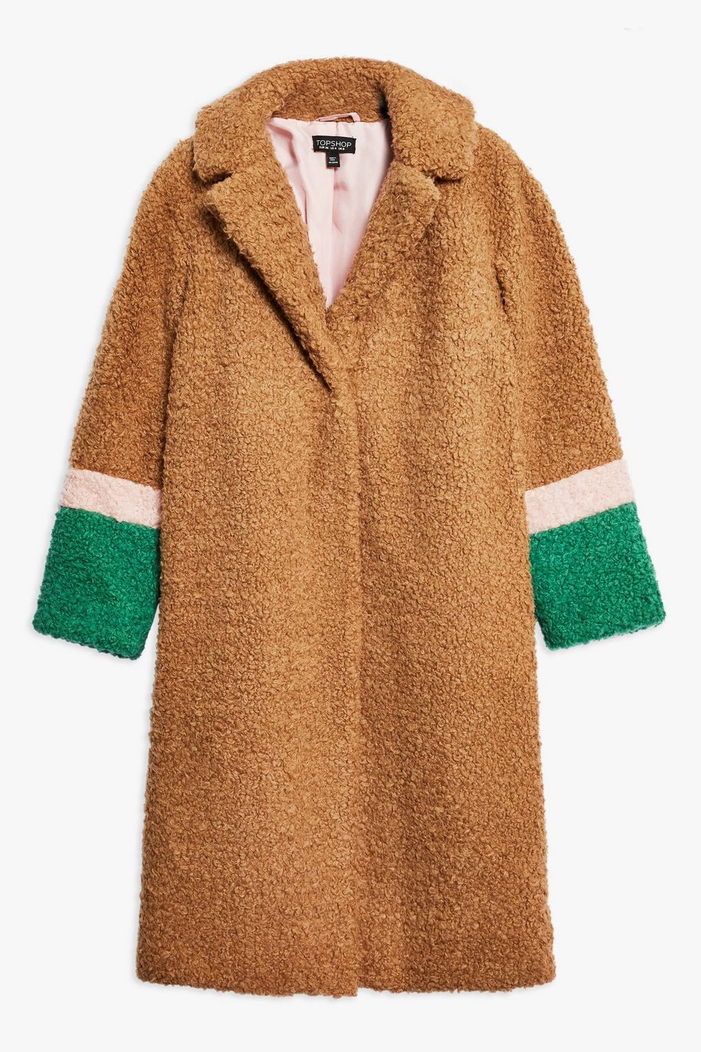 Topshop colour block teddy coat