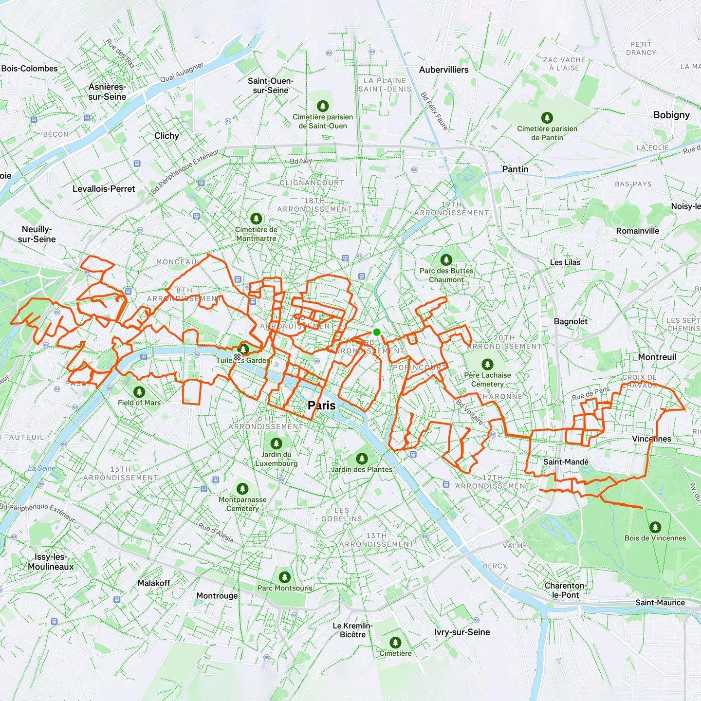 Emilie Yip aka @shotdecafeine has created a whole plethora of Christmas imagery for all her Strava Art fans who follow her Parisienne adventures 🎅 🇫🇷

Between the two largest parks in Paris, the Bois de Vincennes and the Bois de Boulogne, Emilie r