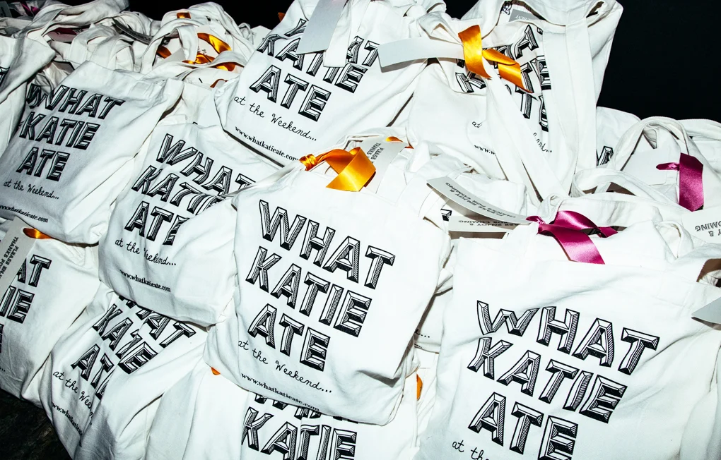 The goodie bags all lined up for guests to take on their way home..